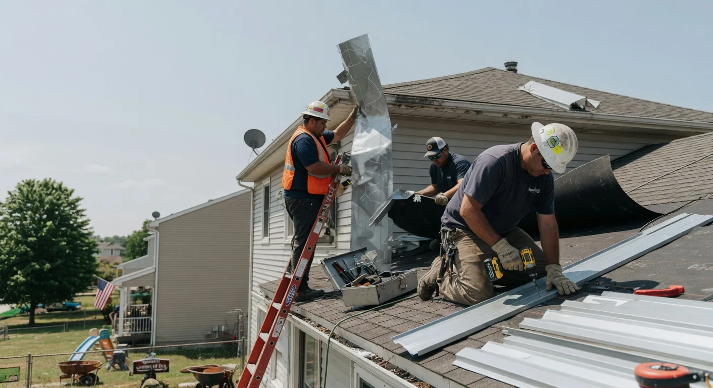 Storm Damage Metal Roof Repair in Hanna City, IL